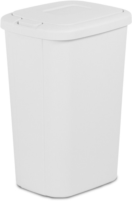 Hefty 13 Gallon Touch Top On Lid White Plastic Trash Can Made Hefty Touch Lid White Plastic Trash Can With