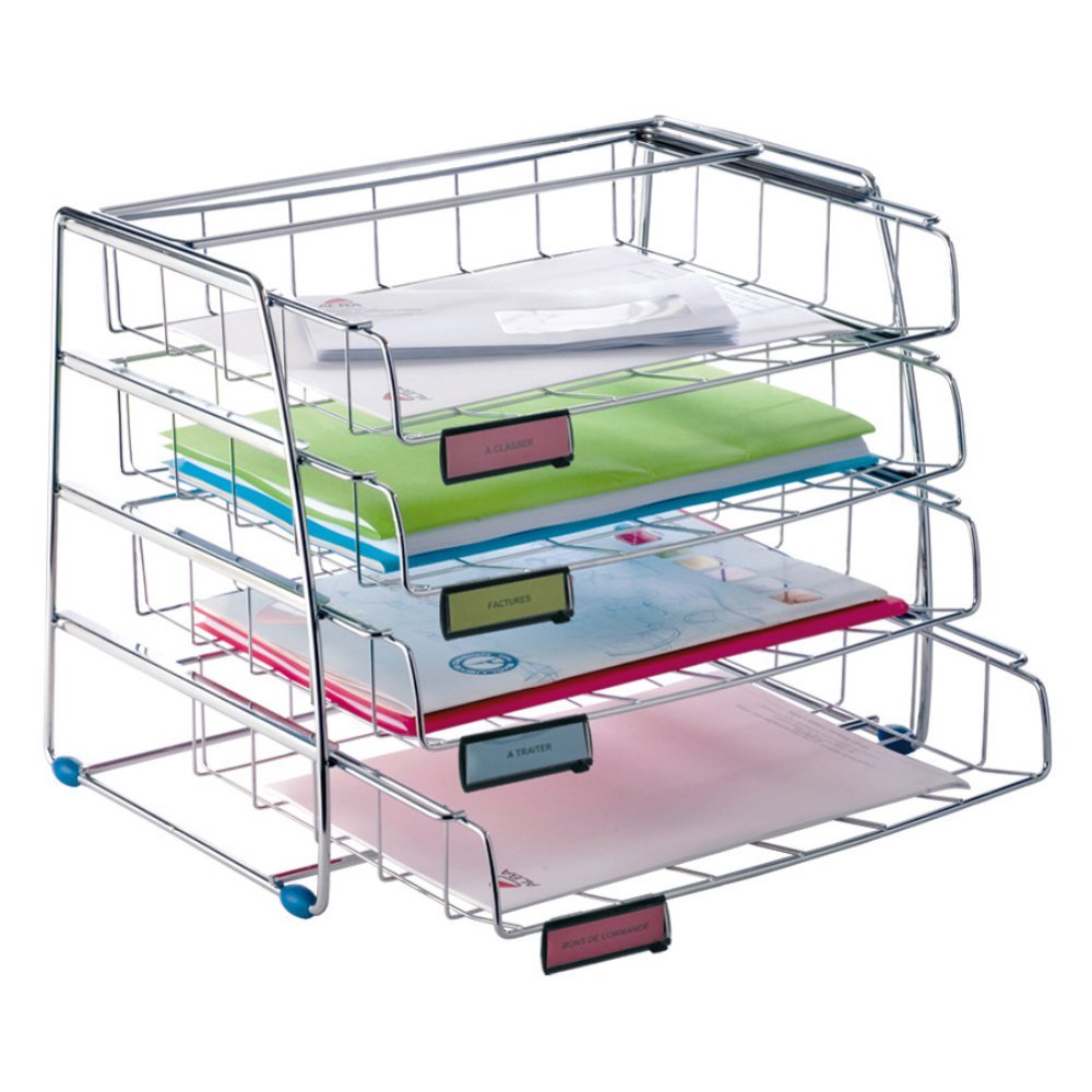 Alba Four Level Side Loading Wire Desktop Letter Sized Trays With Picture 1 Of 3