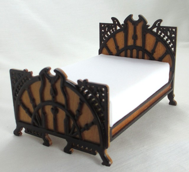 Jbm Miniatures 1125wn Dollhouse Spanish Style Bed W Studded Jbm Miniatures 12035wn Dollhouse Art Deco Bed Walnut 1 12 Scale