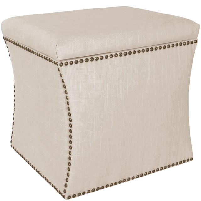 Skyline Furniture Linen Talc Nail On Storage Ottoman Bench Skyline Furniture Linen Talc Nail On Storage Ottoman