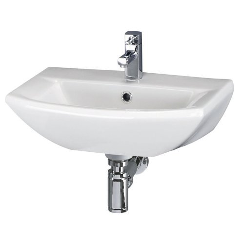 Modern Bathroom Cloakroom Ceramic Wash Basin Sink Compact Small Wall Friar Stylish Modern White Wall Hung Bathroom Cloakroom En Suite One Tap Hole