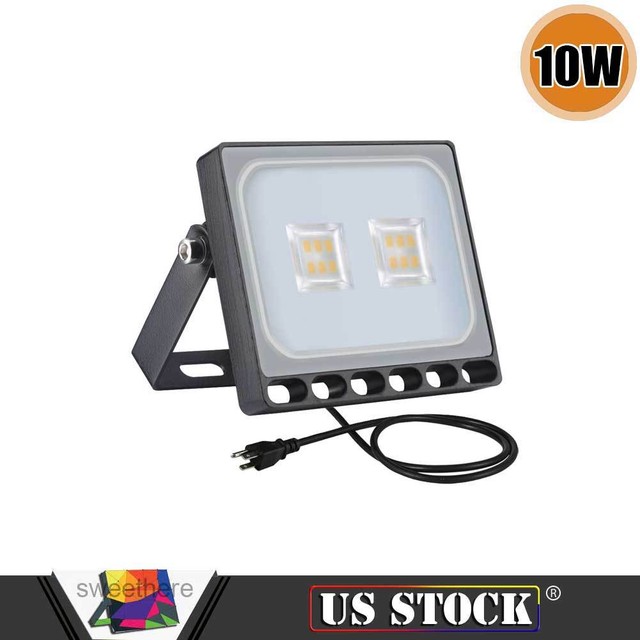 4 X 10w Led Flood Light Us Plug Slim Outdoor Landscape Yard Spot 1 X 10w Led Flood Light Us Plug Slim Outdoor Landscape Yard Spot Lamp Warm White