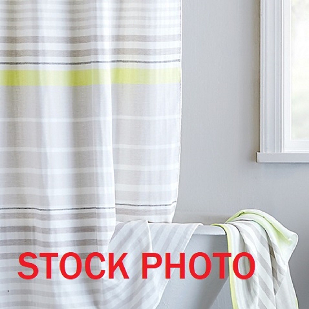 Dkny Streetscape Citron Fabric Shower Curtain White Charcoal Tan Picture 1 Of 12