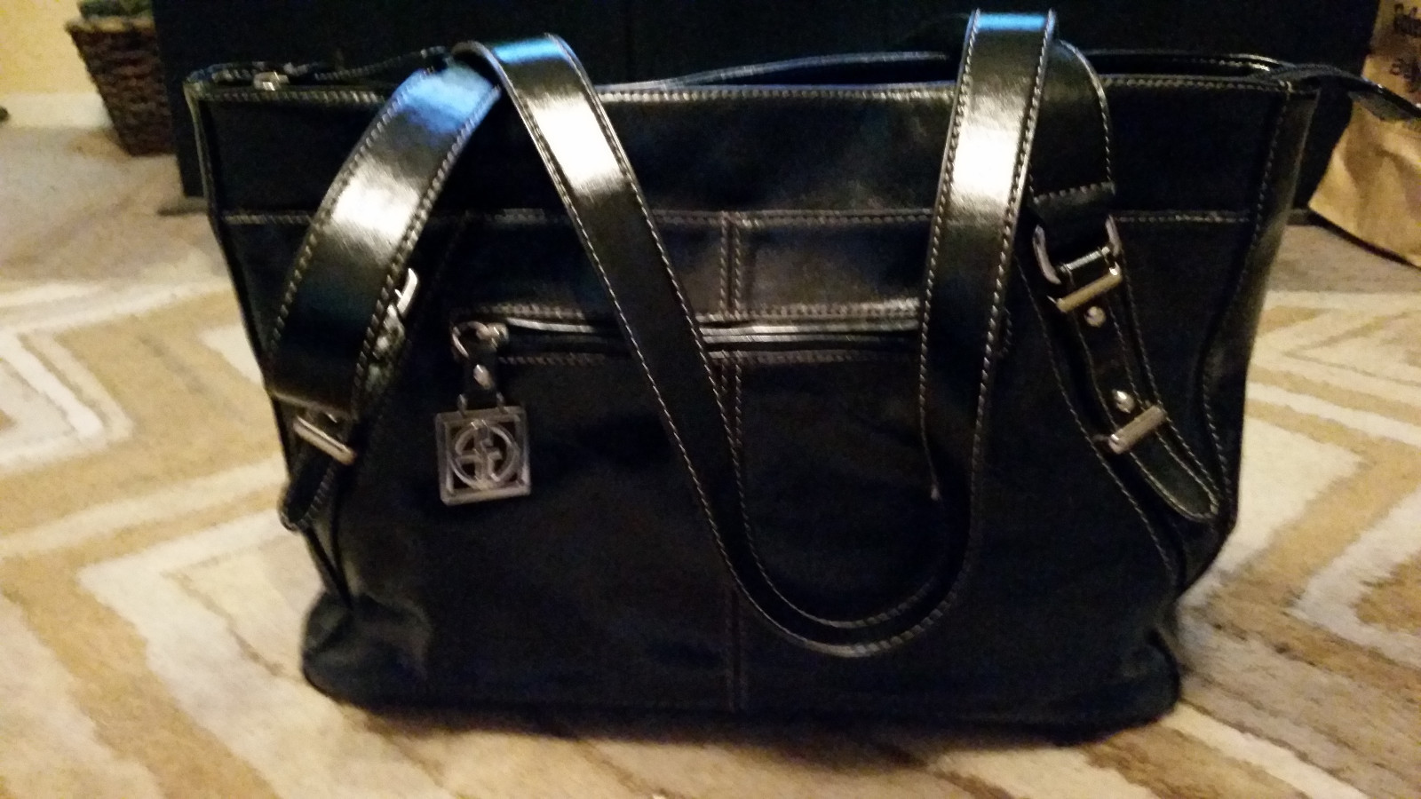 Giani Bernini Glazed Leather Shoulder Tote Bag Purse Ebay Picture 1 Of 12