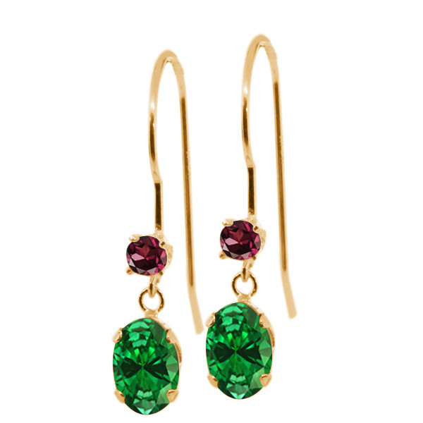1 54 Ct Oval Simulated Emerald Red Rhodolite Garnet 14k Yellow Gold Picture 1 Of