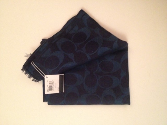 Coach Signature C Wrap Scarf Shawl Silk Wool Midnight Navy F86011 Ebay Nwt Coach Wool Silk Blend Signature Logo C Scarf Wrap Shawl Midnight Navy F86011