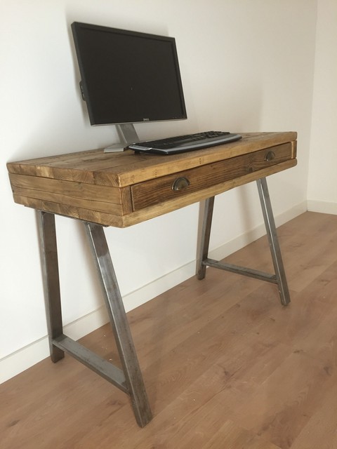 Solid Wood Computer Desk Drawer Reclaimed Pine Rustic Table Solid Wood Computer Desk Drawer Reclaimed Pine Rustic Table Industrial Legs