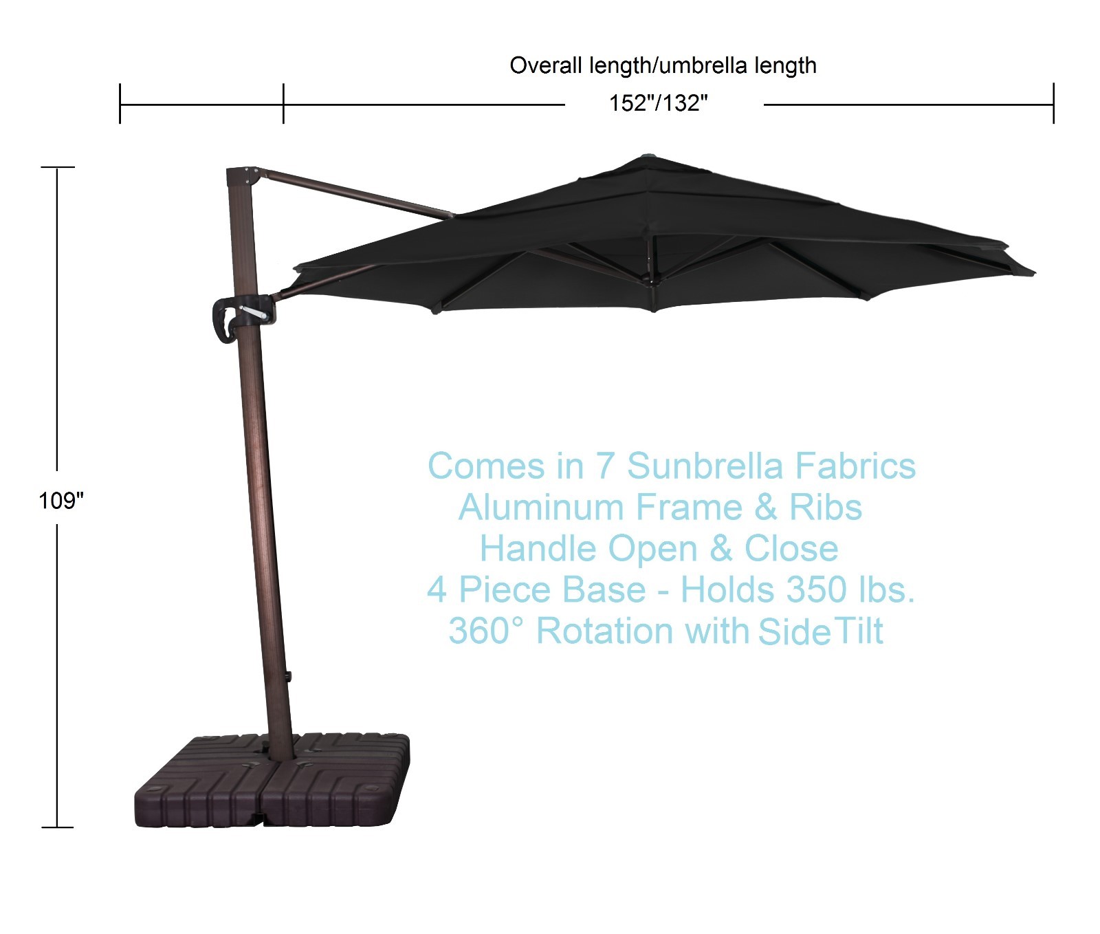 Phat Tommy 11 Ft Cantilever Offset Aluminum Market Patio Umbrella Picture 2 Of