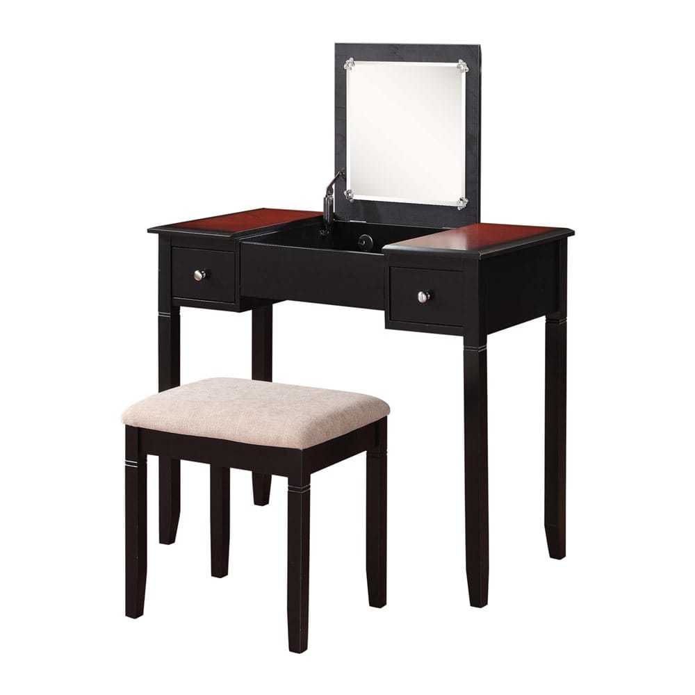 Linon Camden Vanity Set In Black Cherry Transitional Bedroom Picture 1 Of