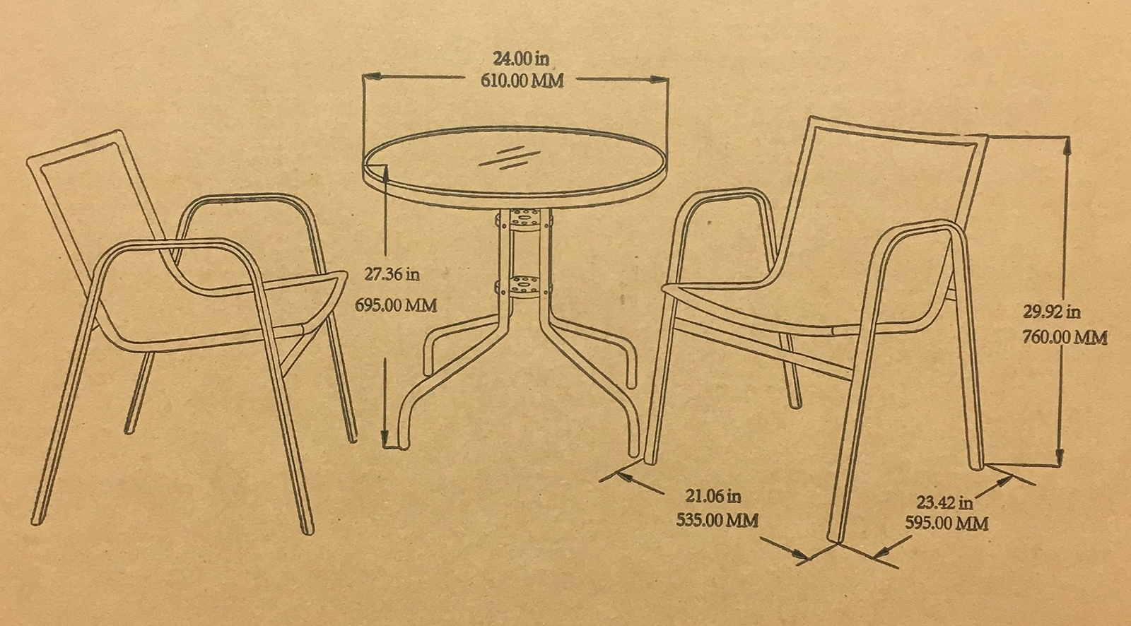 3 Pc Outdoor Patio Bistro Set