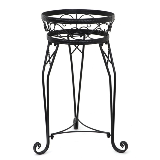 Black Metal Plant Stand Tall Round Top Floor Standing Indoor Outdoor Black Metal Plant Stand Tall Round Top Floor Standing Indoor Outdoor Home Decor