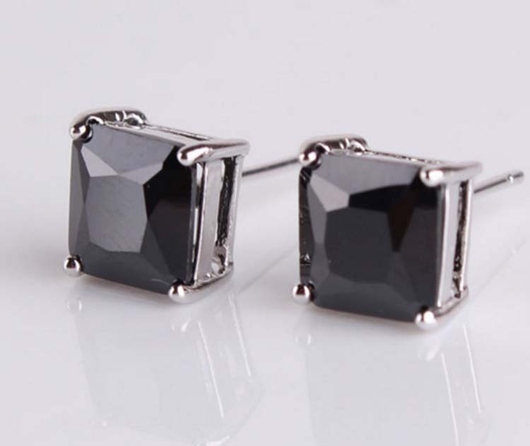 2 Ct Black Diamond Princess Cut Real 925 Sterling Silver Stud Picture 1 Of 3