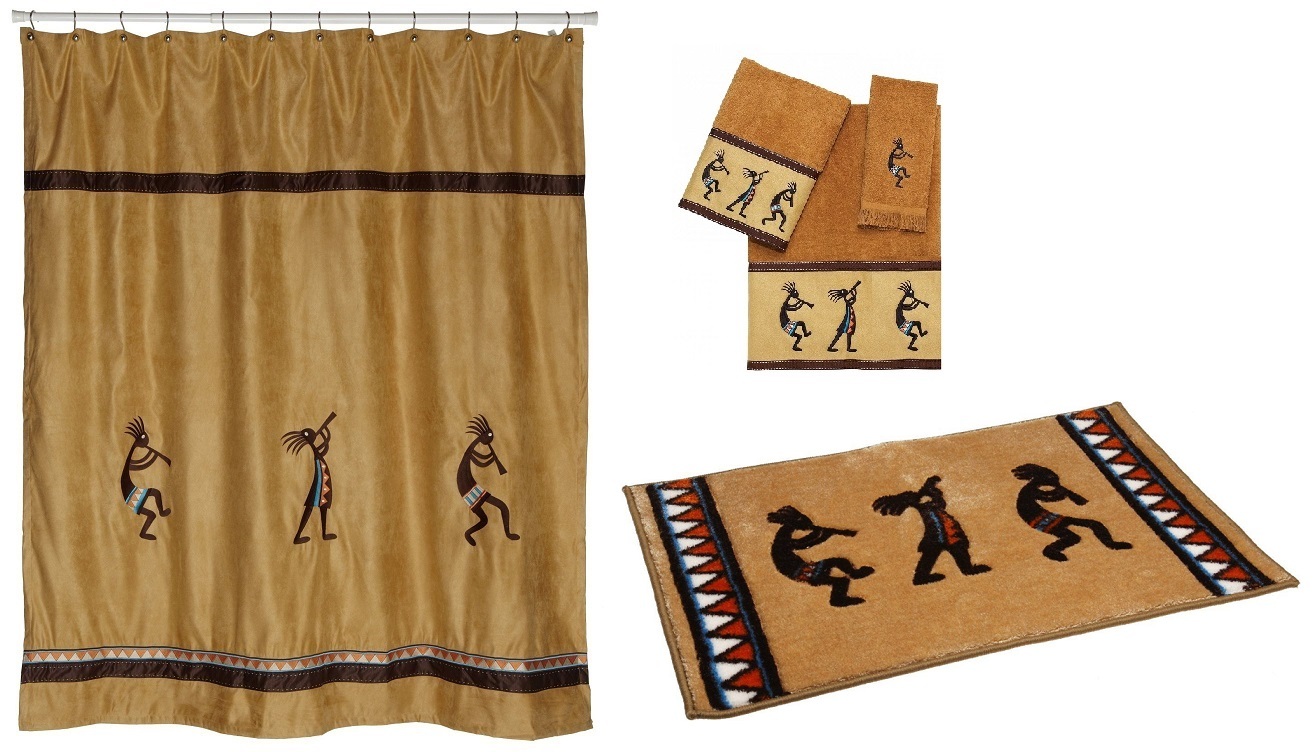 Avanti Linens Kokopelli Shower Curtain Towel Set Rug Gold Picture 1 Of 4