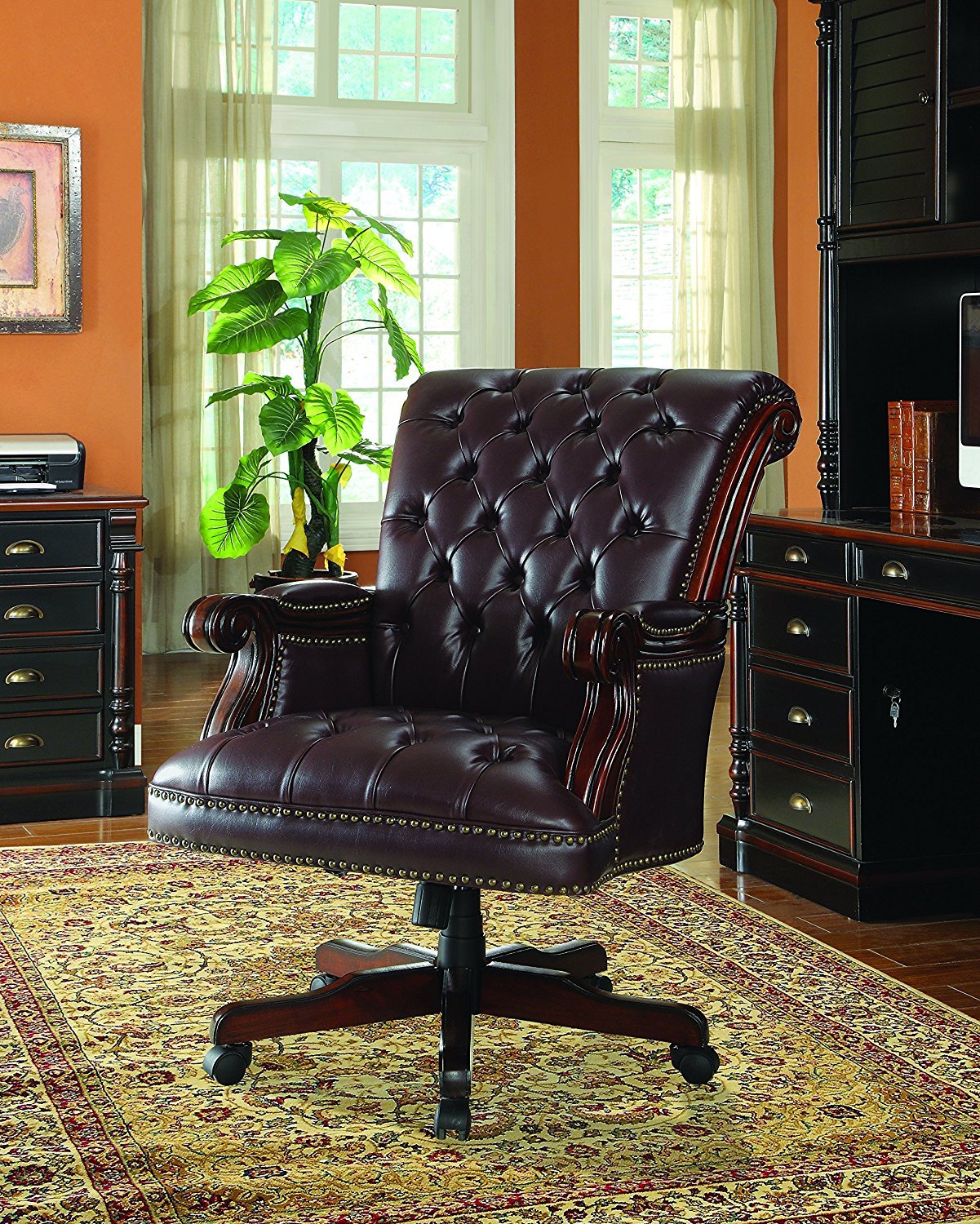 Coaster Traditional Executive Office Chair Nail Head Trim Tufted Picture 1 Of