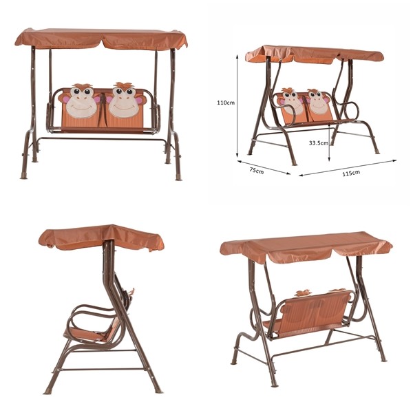 Garden Children Swing 2 Seat Safety Chair Kids Metal Outdoor Toy Sun Garden Children Swing 2 Seat Safety Chair Kids Metal Outdoor Toy Sun Protection