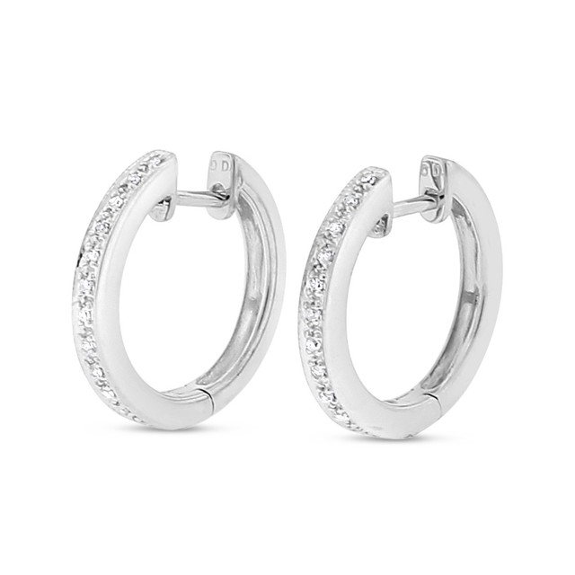 0 15 Ct Diamond 14k White Gold Hoop Spotlight Earrings Ebay 0 15 Ct Cly Natural Diamond Hoop Earrings In Solid 14k White Gold