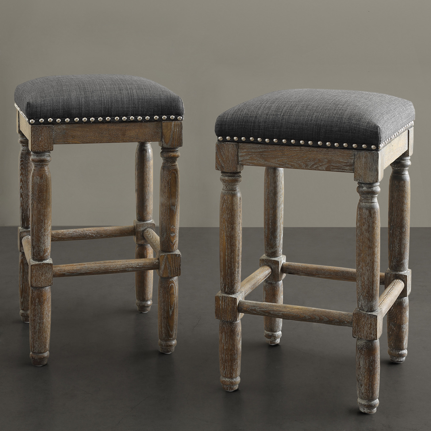 Rustic Bar Stools Counter Height Set Of 2 Distressed Reclaimed Wood Picture 1 Of 12