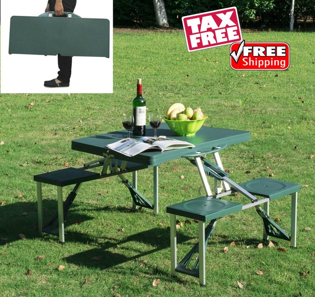 Camping Portable Picnic Table Set Furniture for 4 Folding ... Camping Portable Picnic Table Set Furniture for 4 Folding ...