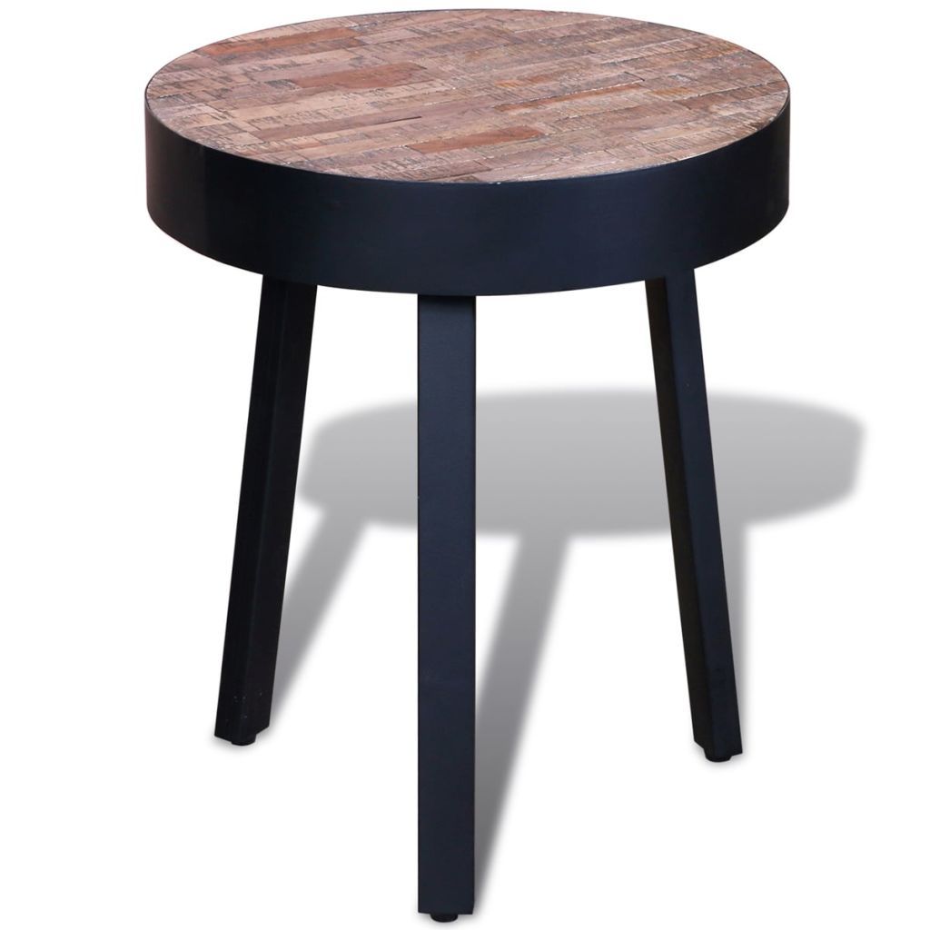 Vidaxl Reclaimed Teak Wood Round Side Coffee Accent Table Sideboard Picture 1 Of 7
