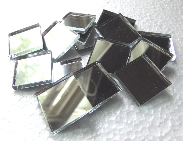 50 1 2 Inch Silver Mirror Hand Cut Glass Mosaic Tiles 50 Tiles 1 2 Inch Silver Hand Cut Mirror Mosaic