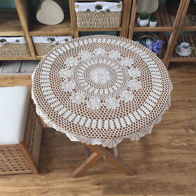 90cm Vintage Lace Round Hand Crochet Tablecloth Table Cover Doily 90cm Vintage Lace Round Hand Crochet Tablecloth Table Cover Doily Doilies Home