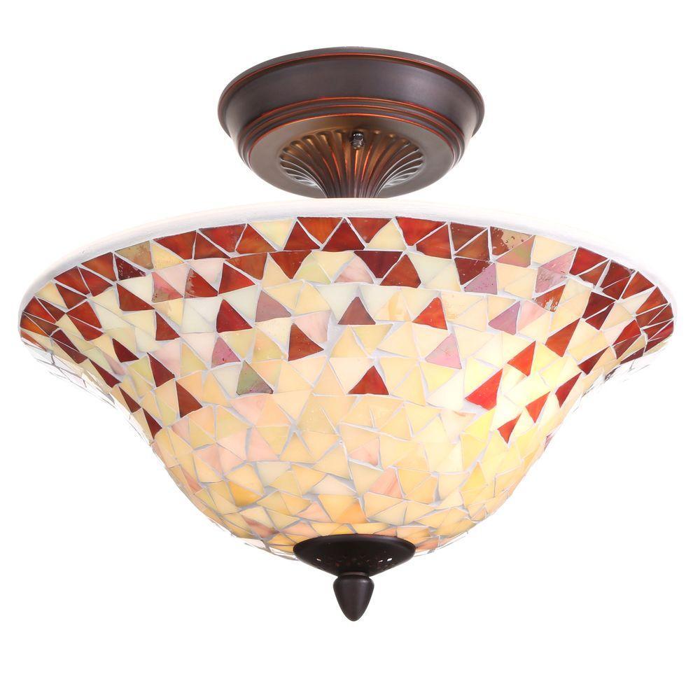 Dale Tiffany Mosaic 2 Light Antique Copper Semi Flush Mount Sth11214 Picture 1 Of