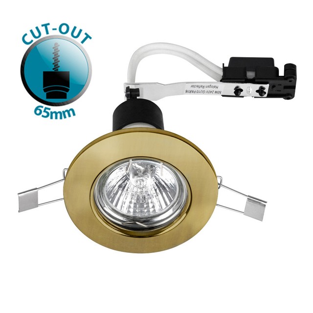 Standard Recessed 240v Mains Led Gu10 Downlight Spotlight Ceiling Antique Brass Mains Gu10 Recessed Ceiling Spot Light Downlights Downlight Lights