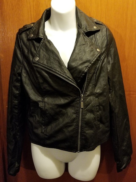 Women S Junior Size Small Black Faux Leather Biker Jacket By Women S Junior Size Small Black Faux Leather Biker Jacket Nwt By Arizona