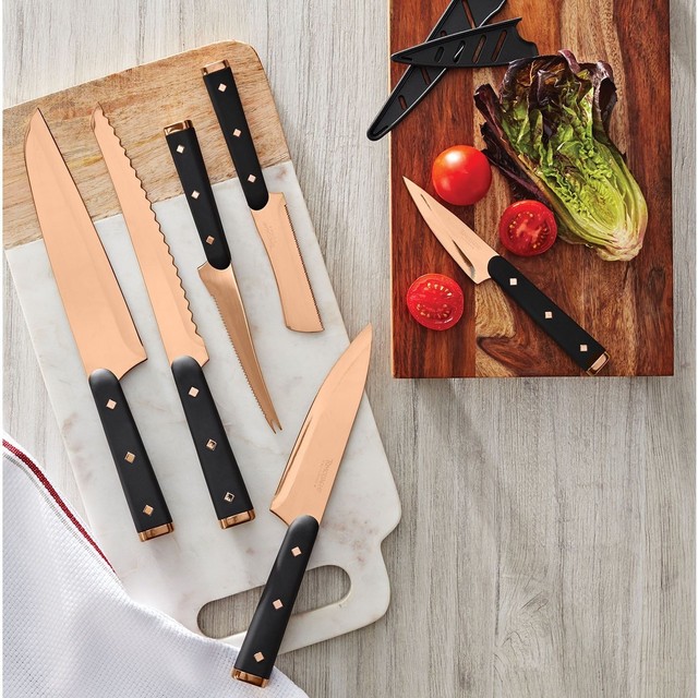 6 Titanium Coated Kitchen Knife Set Sharp Blade Guards Chef Bread 6 Titanium Coated Kitchen Knife Set Sharp Blade Guards Chef Bread Tomato Paring