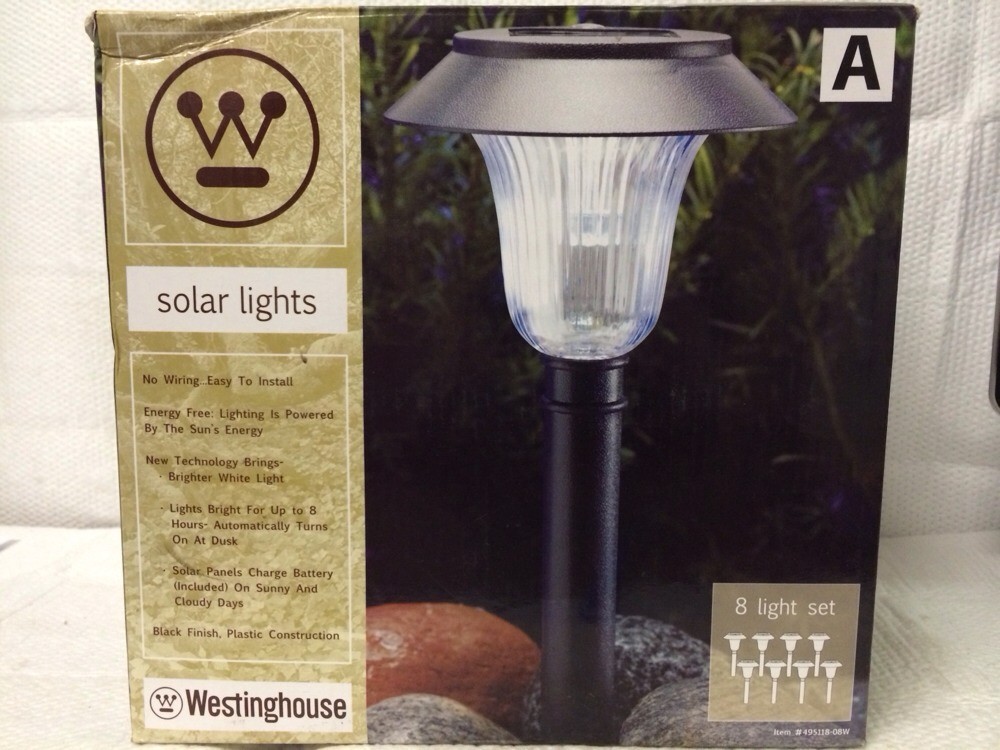 Westinghouse 8 Solar Light Set Black Finish Plastic Hour Run Time Picture 1 Of 12
