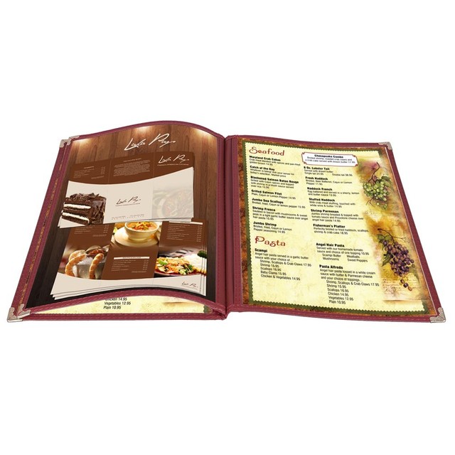 30pc 8 5x14 menu cover trifold 6 view 3 page restaurant cafe book