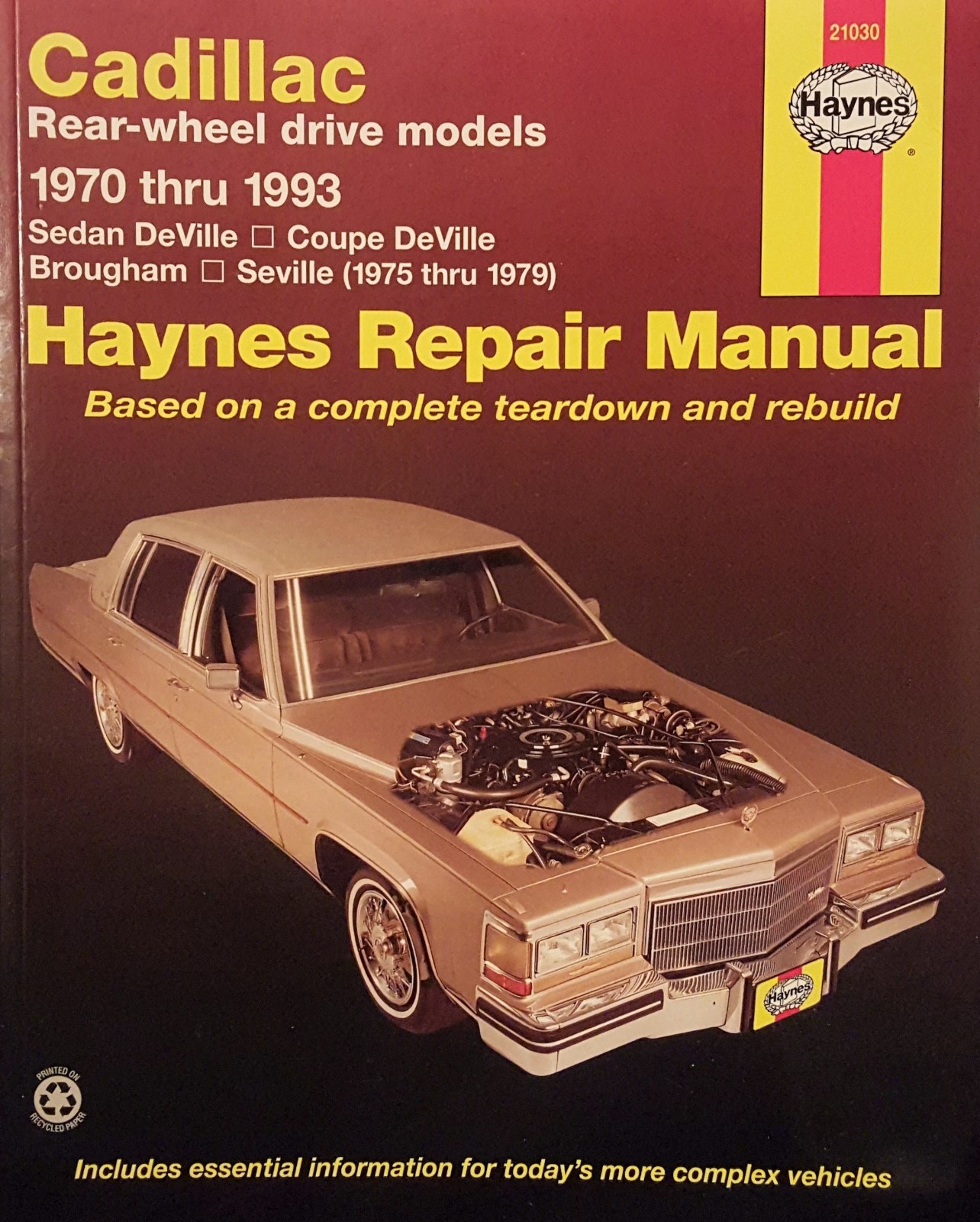 Stock photo. Stock photo; Haynes Publication 21030 Cadillac Rear Wheel Drive Repair Service Manual ...