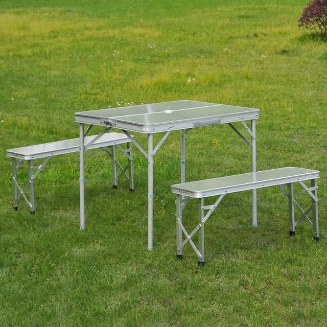 Outsunny Folding Picnic Table Bench Potable Aluminum Outdoor Garden Outsunny Folding Picnic Table Bench Potable Aluminum Outdoor Garden Bbq Camping