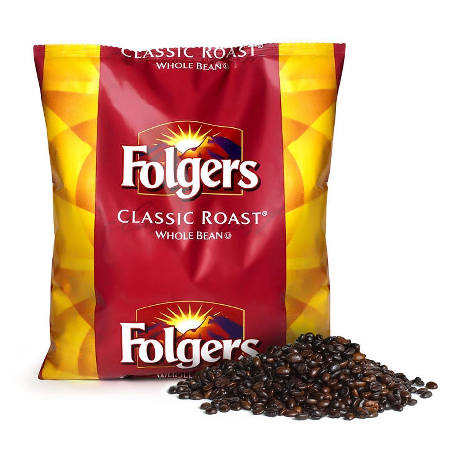 Folgers Classic Roast Whole Bean Coffee 44 Oz Bag 6 Bags Per Case Picture 1 Of