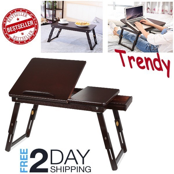 Bamboo Laptop Desk Adjustable Portable Breakfast Serving Bed Tray New Bed Tray Table Eating With Folding Legs Adjustable Laptop Portable Standdesk