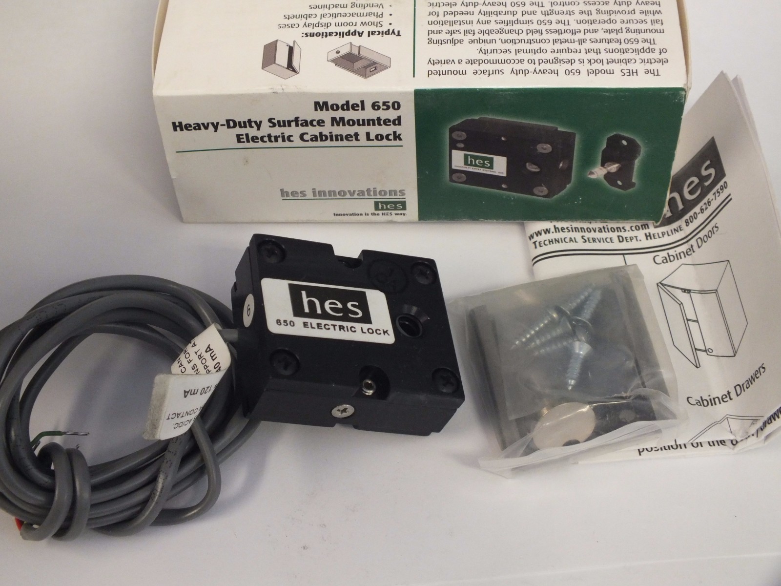 Hes 650 Electric Cabinet Lock Surface Mounted 600 Lb Static Strength Picture 1 Of 7