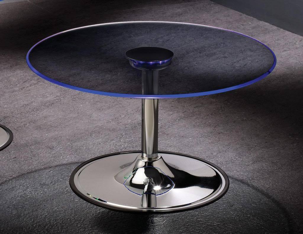 Led Coffee Table With Chrome Base And Glass Top By Coaster 701498 Brand New T