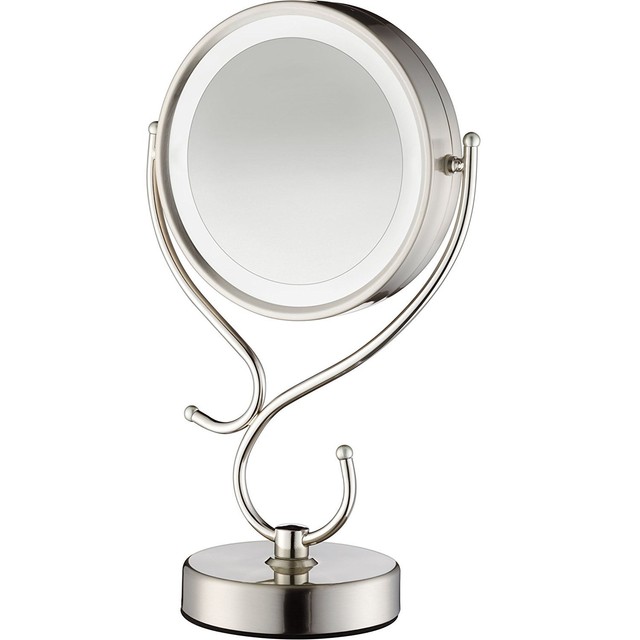 Conair Round Shaped Led Double Sided Lighted Makeup Mirror With 3 Conair Round Shaped Led Double Sided Lighted Makeup Mirror 1x 10x Magnification