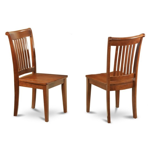 Set Of 2 Portland Slat Back Chair For Kitchen In Saddle Brown Wood Portland Slat Back Dining Room Chair With Wood Seat Set Of 2 New
