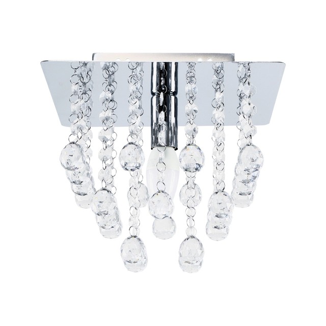 Chrome Square Flush Ceiling Light Fitting Clear Acrylic Droplets 3 Picture 2 Of 7