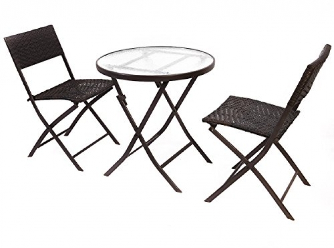 Giantex Patio Furniture Folding 3pc Table Chair Set Bistro Style Giantex Patio Furniture Folding 3pc Table Chair Set Bistro Style Backyard Ratten