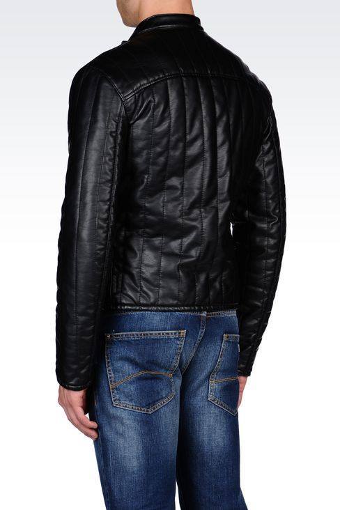 Armani Jeans Black Leather Biker Jacket Eu50 Um Coat Brand New T