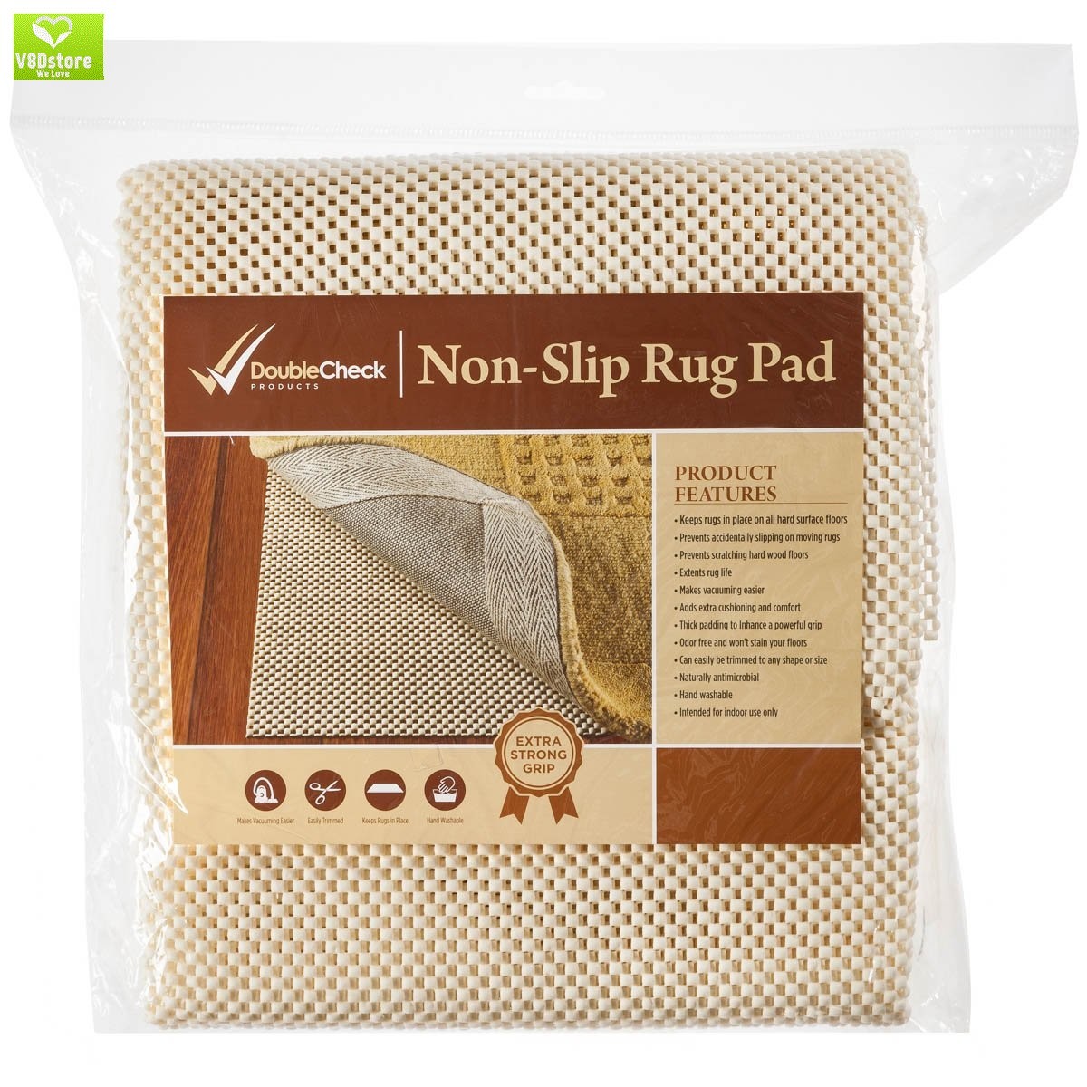 Non Slip Area Rug Pad Size 6 X 9 Extra Strong Grip Thick Padding And
