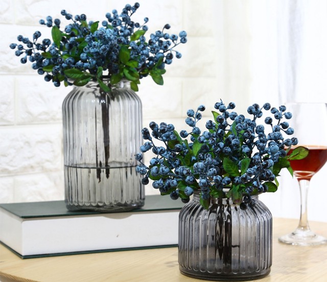 Mistari 10 Pcs Plastic Artificial Flowers California Berries Mistari 10 Pcs Plastic Artificial Flowers California Berries Blueberry Fruit