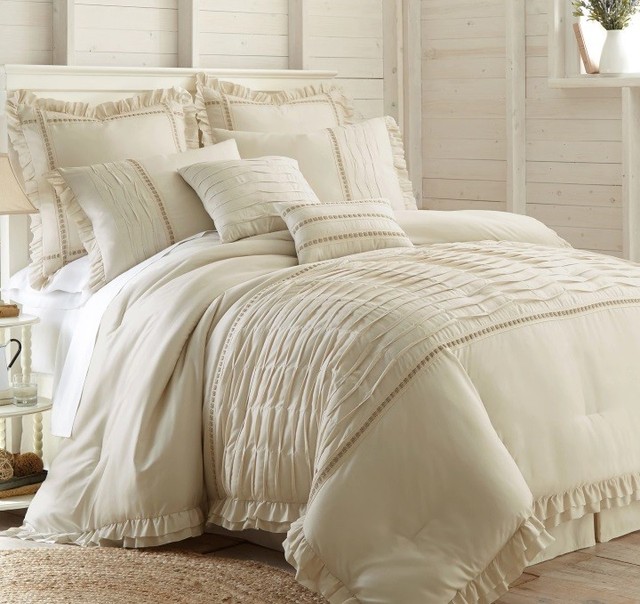 Ivory Comforter Set California King Size 8 Piece Bed Skirt Shams Ivory Comforter Set Queen Size 8 Piece Bed Skirt Shams Euros Accent Pillows