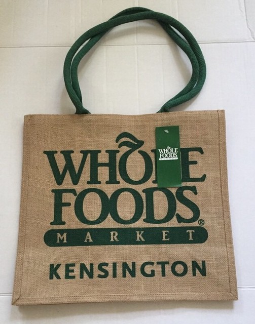 Whole Foods Kensington Tote Bag London Jute England Uk Burlap Whole Foods Kensington Tote Bag London Jute England Uk Burlap Recycle New