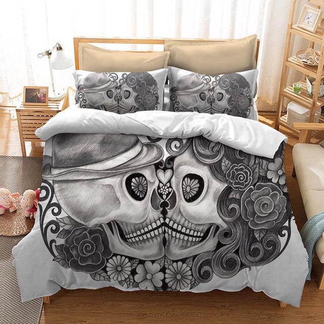 Hot Skull Bedding Set Duvet Cover Pillow Case King Size Eu Style 3d Hot Skull Bedding Set Duvet Cover Pillow Case King Size Eu Style 3d Queen Bed