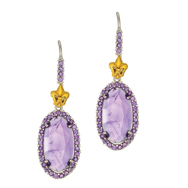 18k Gold Over 925 Silver Amethyst Dangle Earrings Ebay Phillip Gavriel 18k Gold 925 Silver Purple Amethyst Oval Dangle Earrings