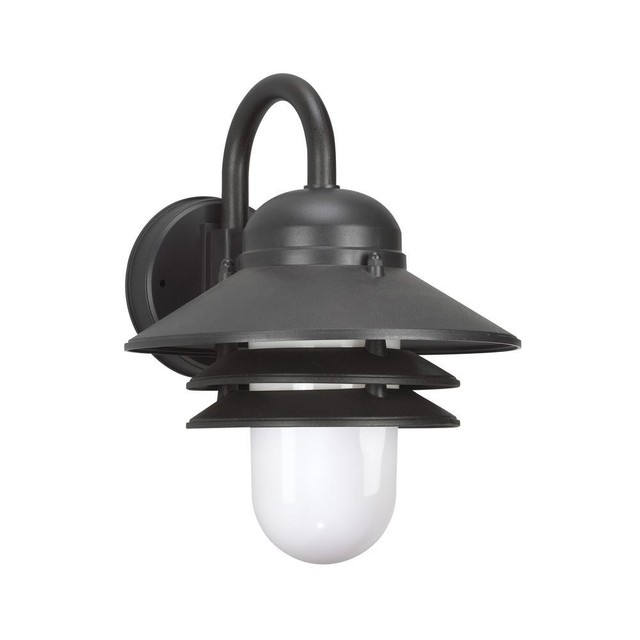 Sea Gull Lighting Nautical Black Energy Star Led Fluorescent Outdoor Sea Gull Lighting Polycarbonate Outdoor 1 Light Black Wall Mount Lantern