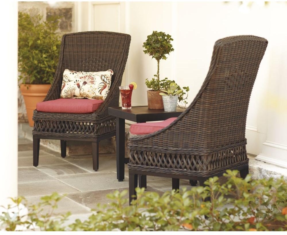 Hampton Bay Woodbury Wicker Outdoor Patio Dining Chair With Chili Picture 1 Of 5